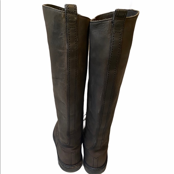 CHANEL CC Logo Leather Knee High Riding Boots - Picture 6 of 12